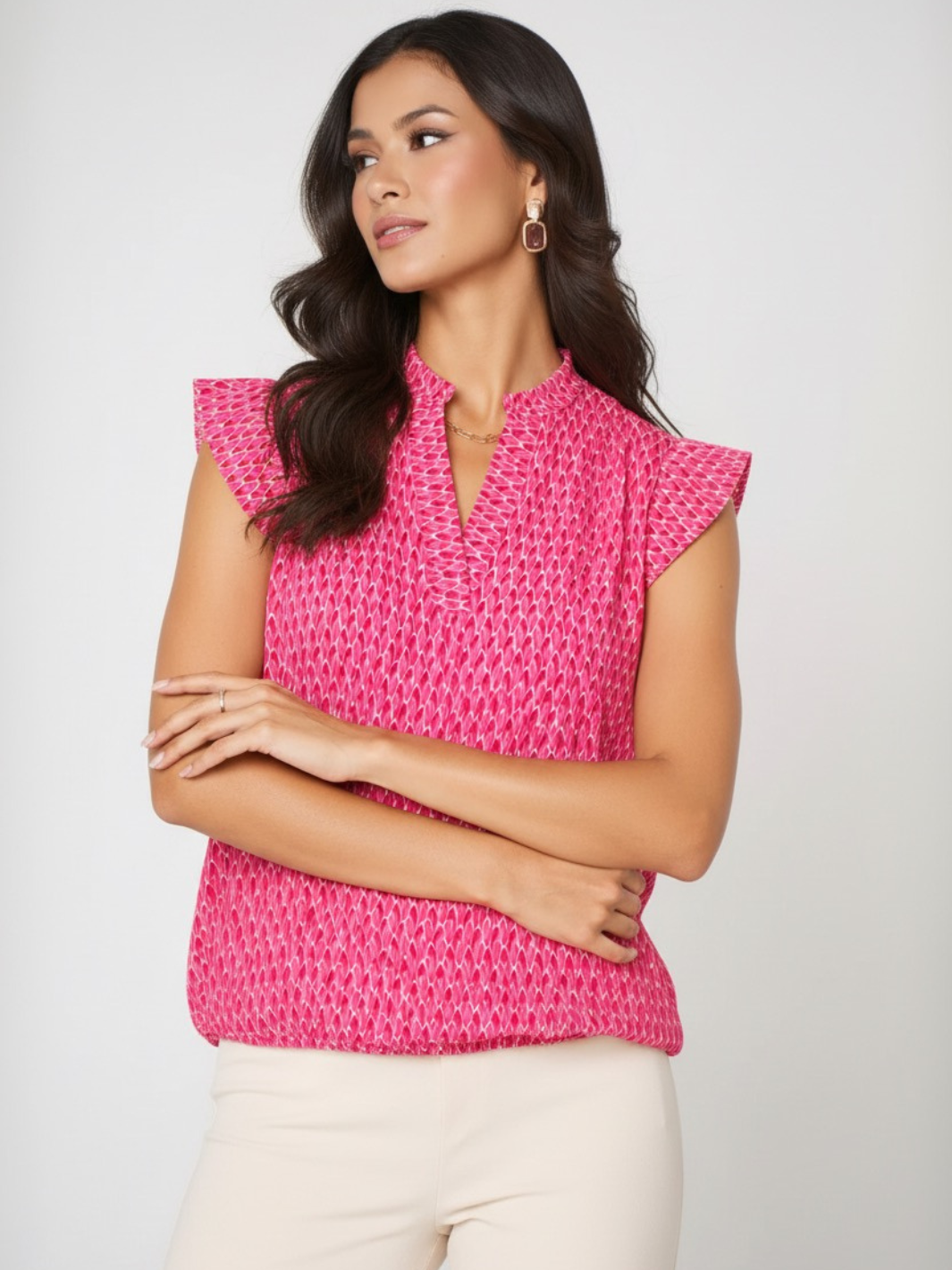 Kate & Pippa Bella Short Sleeved Band Top In Pink-Nicola Ross