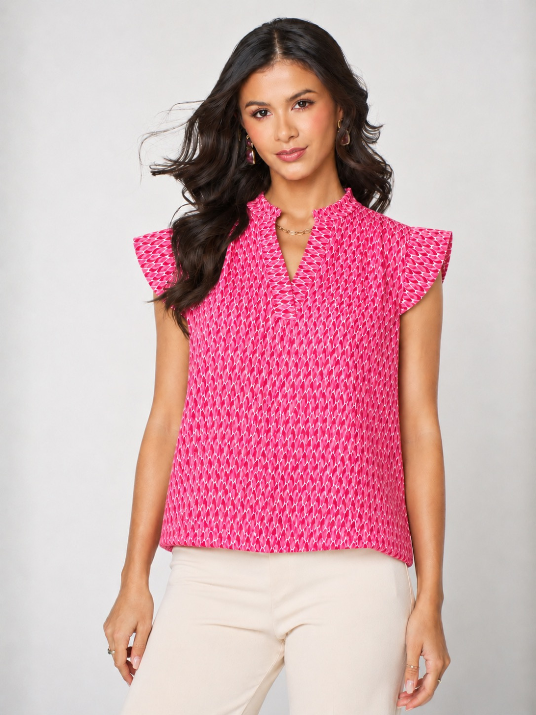 Kate & Pippa Bella Short Sleeved Band Top In Pink-Nicola Ross