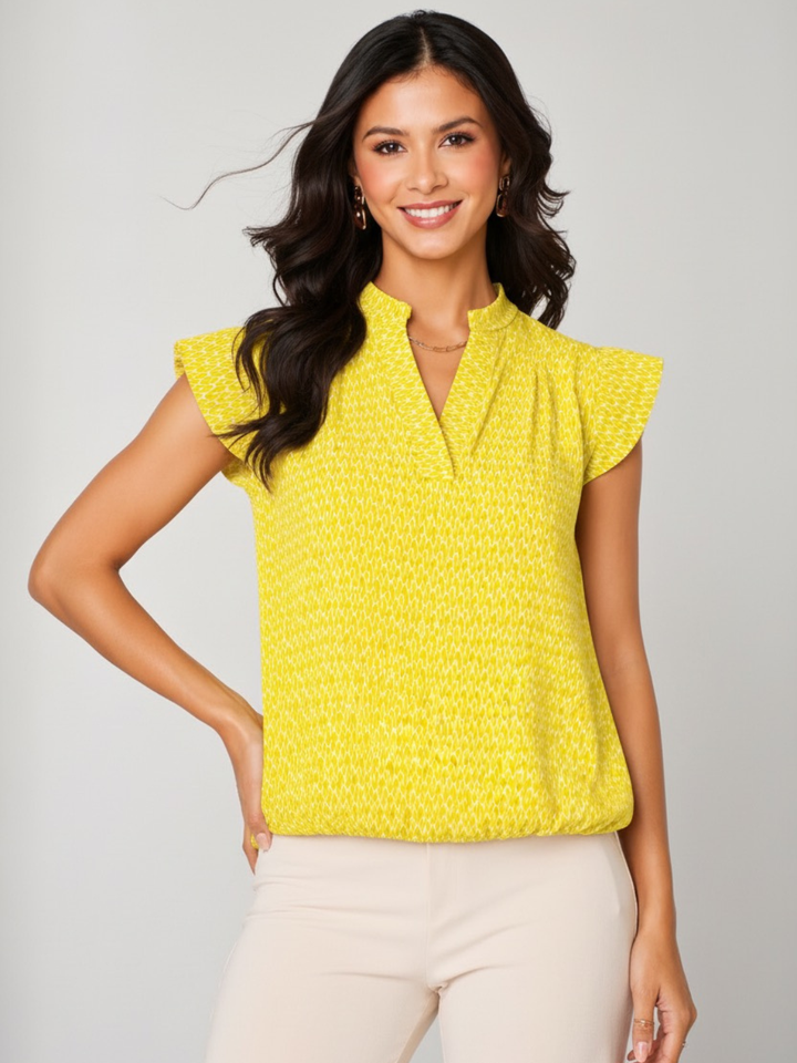 Kate & Pippa Bella Short Sleeved Band Top In Yellow-Nicola Ross