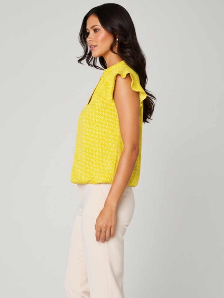 Kate & Pippa Bella Short Sleeved Band Top In Yellow-Nicola Ross