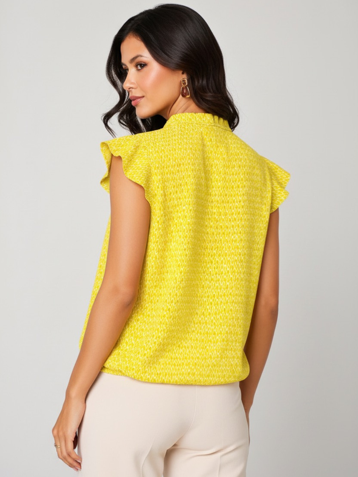 Kate & Pippa Bella Short Sleeved Band Top In Yellow-Nicola Ross