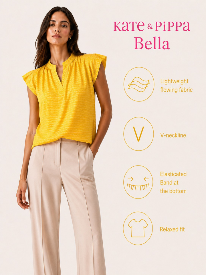 Kate & Pippa Bella Short Sleeved Band Top In Yellow-Nicola Ross