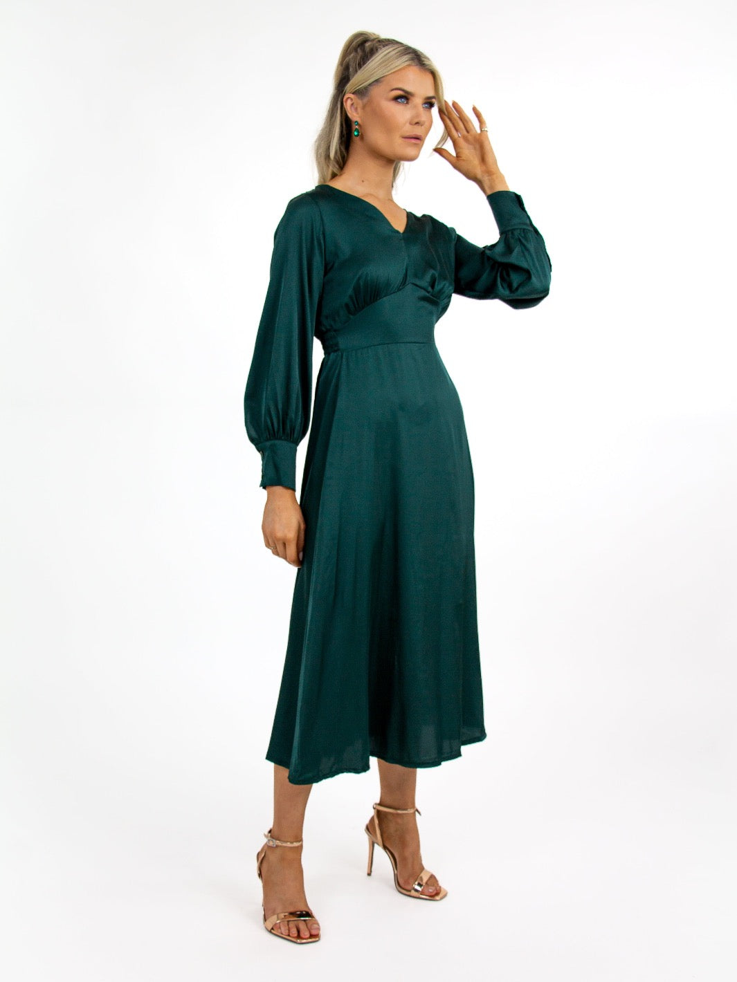 Kate & Pippa Birkin Dress In Dark Green-Nicola Ross