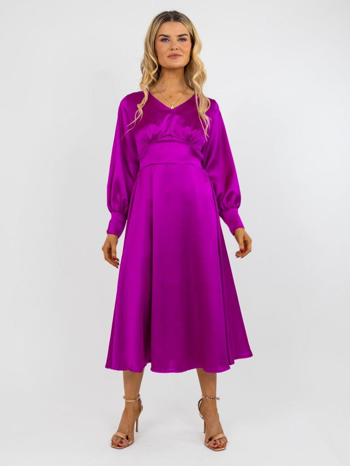Kate & Pippa Birkin Midi Dress In Magenta Pink-Nicola Ross