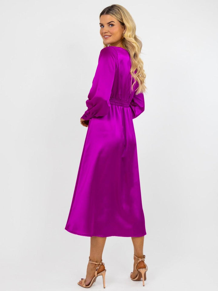 Kate & Pippa Birkin Midi Dress In Magenta Pink-Nicola Ross