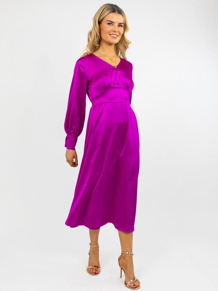 Kate & Pippa Birkin Midi Dress In Magenta Pink-Nicola Ross