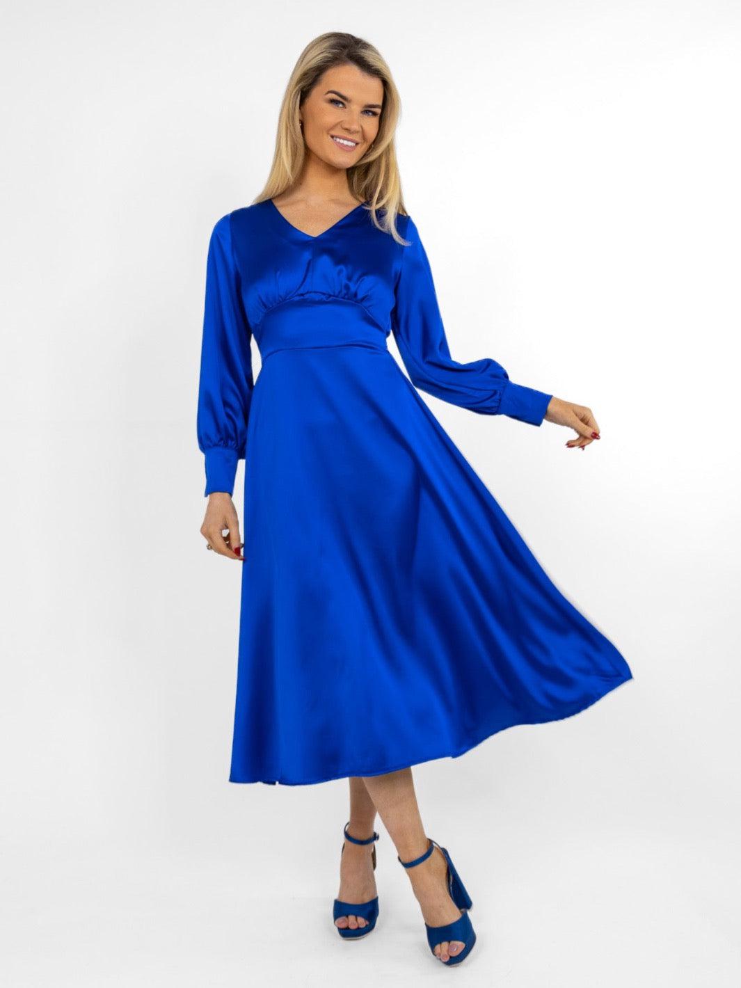 Kate & Pippa Birkin Midi Dress In Royal Blue-Nicola Ross