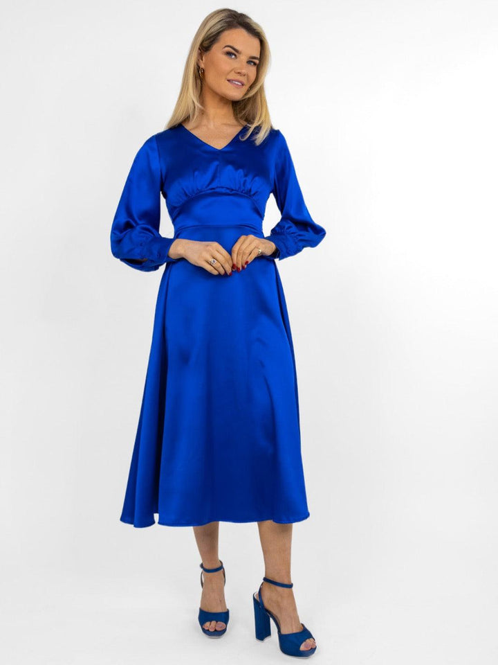 Kate & Pippa Birkin Midi Dress In Royal Blue-Nicola Ross