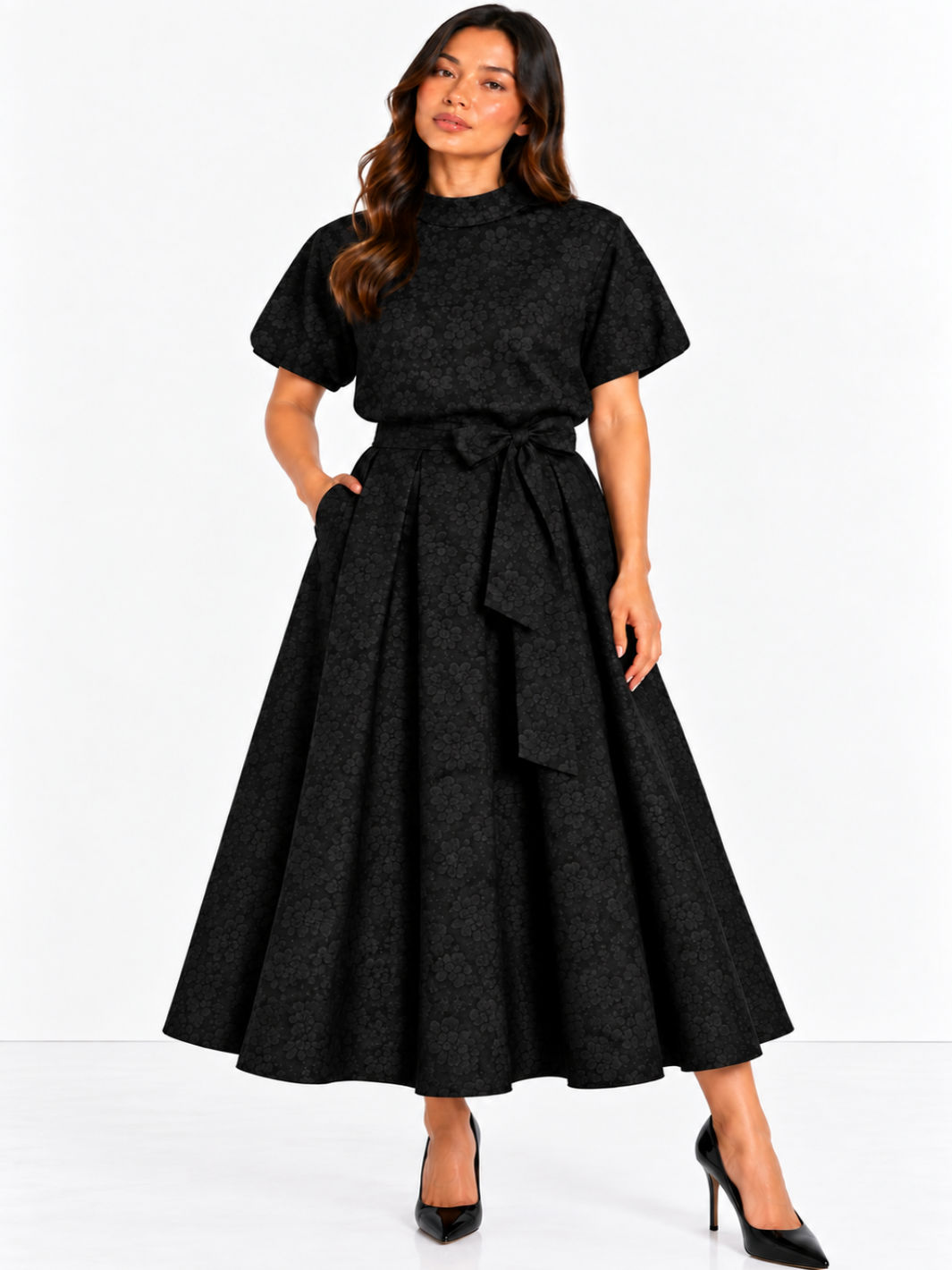 Kate & Pippa Blair Jacquard Skirt In Black-Nicola Ross
