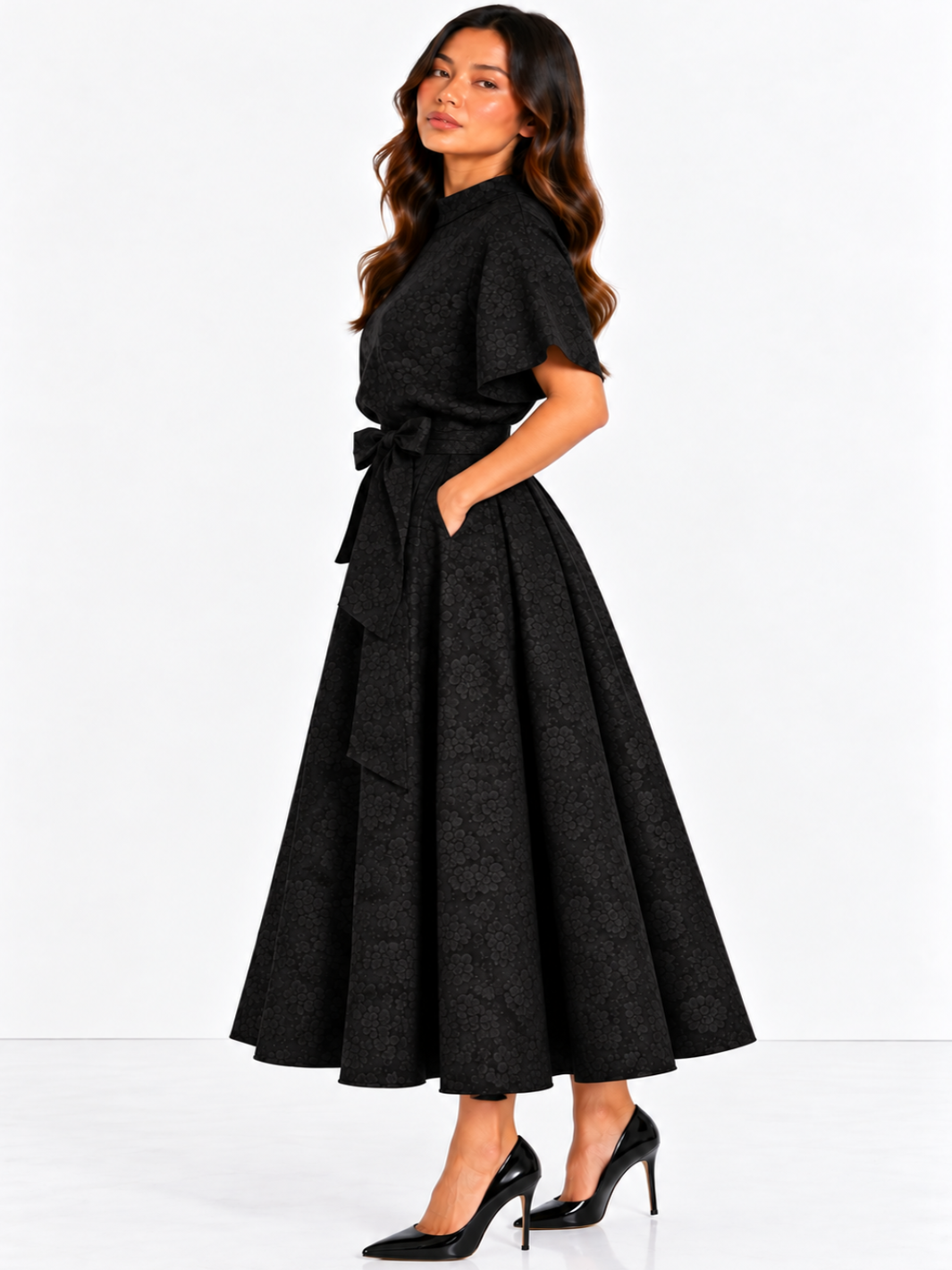 Kate & Pippa Blair Jacquard Skirt In Black-Nicola Ross