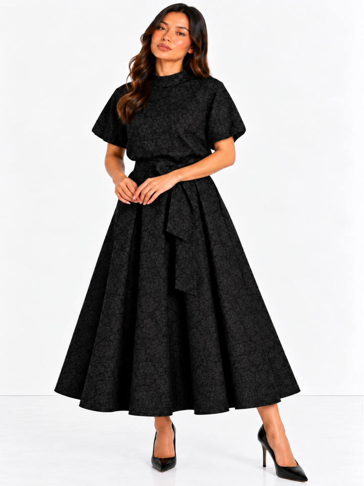 Kate & Pippa Blair Jacquard Skirt In Black-Nicola Ross