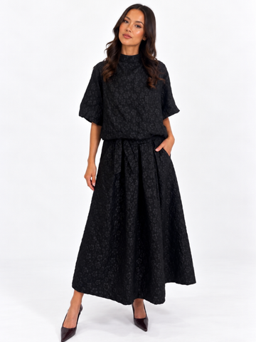 Kate & Pippa Blair Jacquard Skirt In Black-Nicola Ross