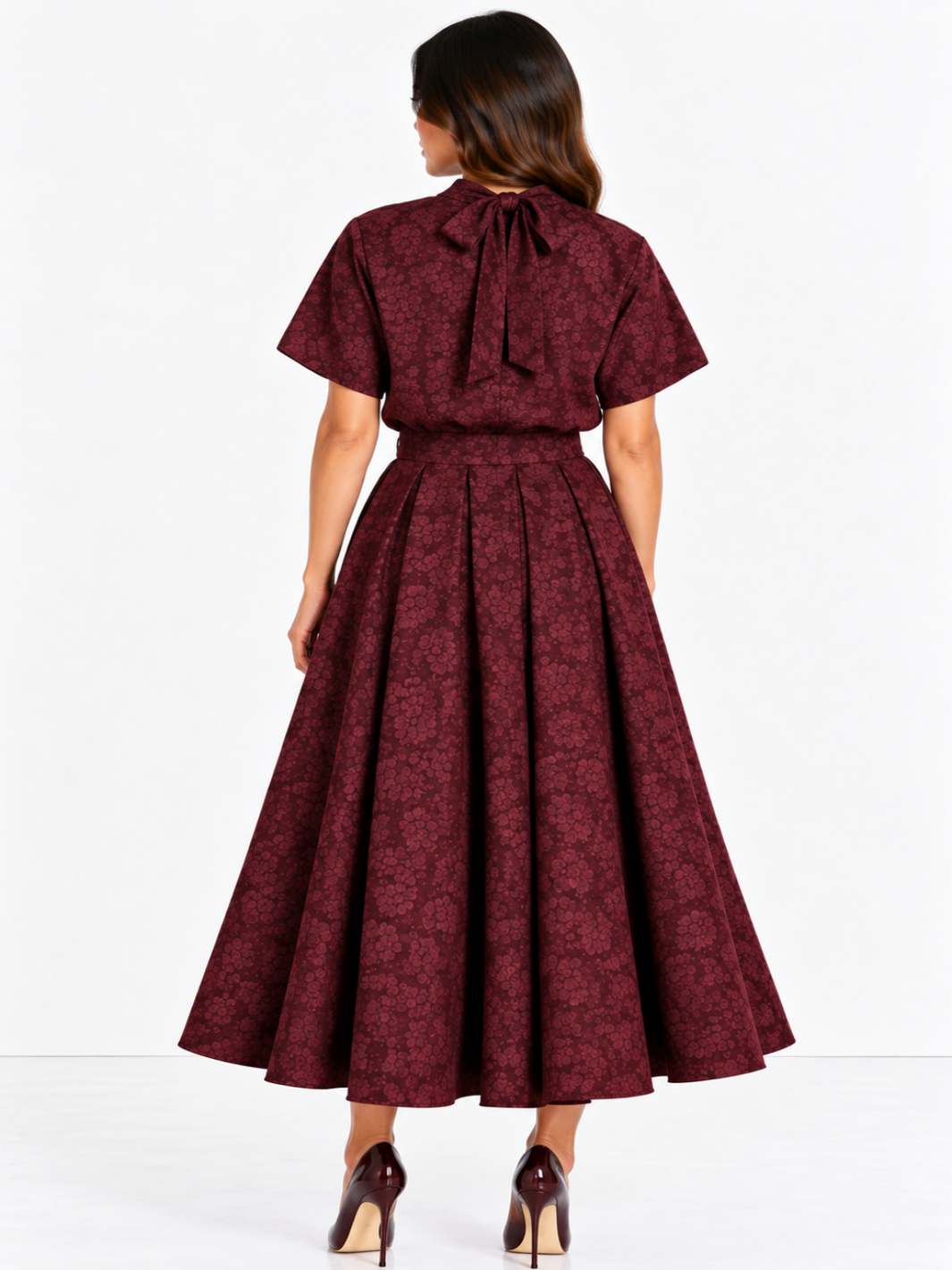 Kate & Pippa Blair Jacquard Skirt In Burgundy-Nicola Ross