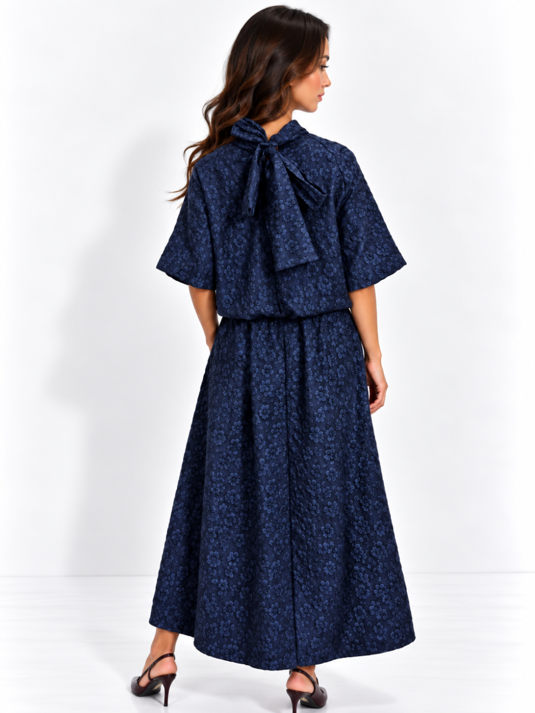 Kate & Pippa Blair Jacquard Skirt In Navy-Nicola Ross