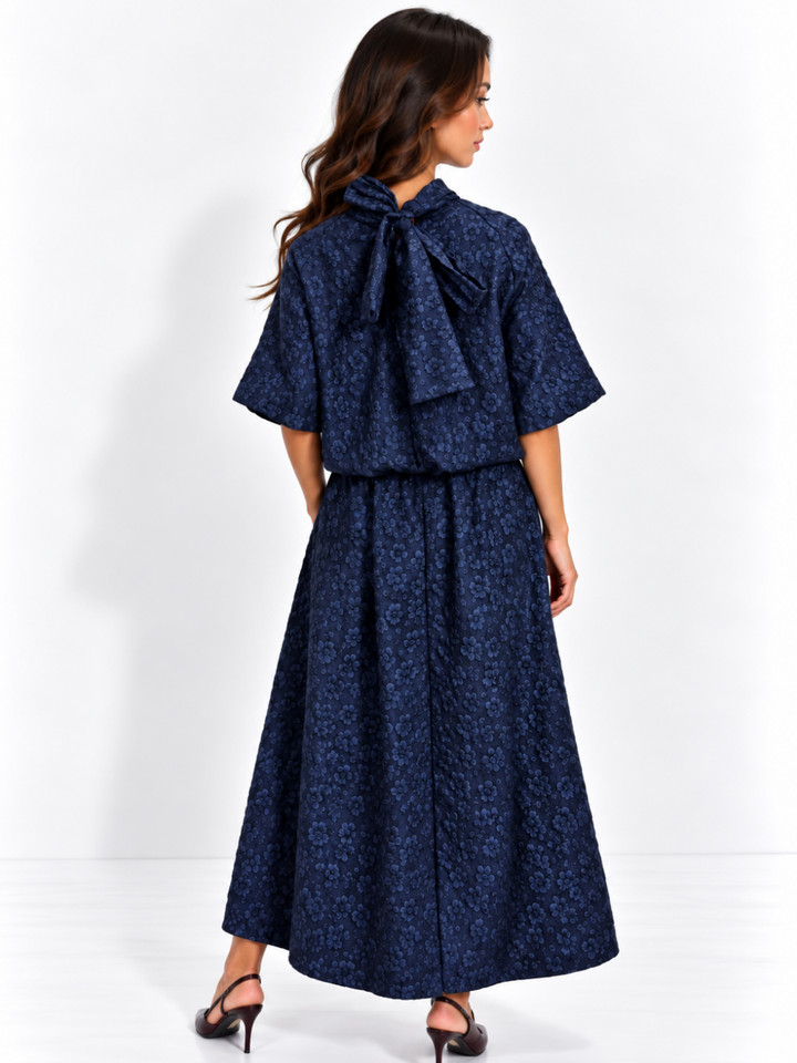 Kate & Pippa Blair Jacquard Skirt In Navy-Nicola Ross