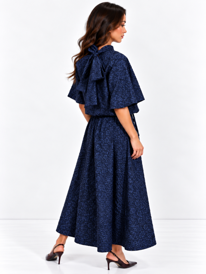 Kate & Pippa Blair Jacquard Skirt In Navy-Nicola Ross