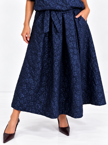 Kate & Pippa Blair Jacquard Skirt In Navy-Nicola Ross