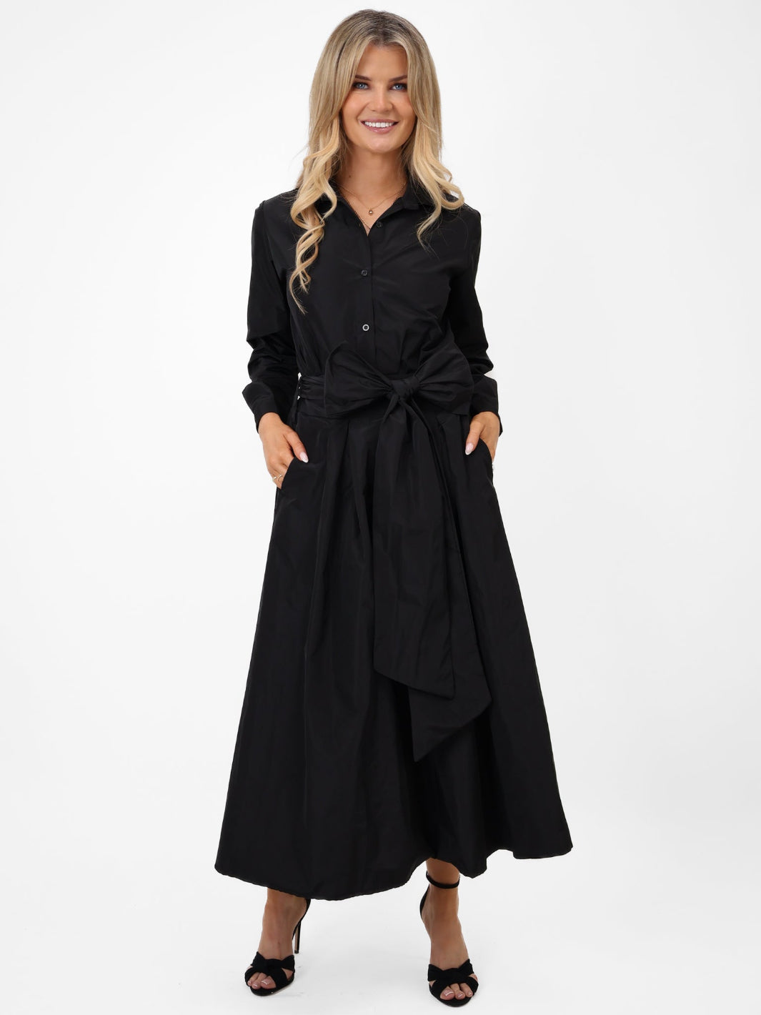 Kate & Pippa Blair Taffeta Skirt In Black-Nicola Ross
