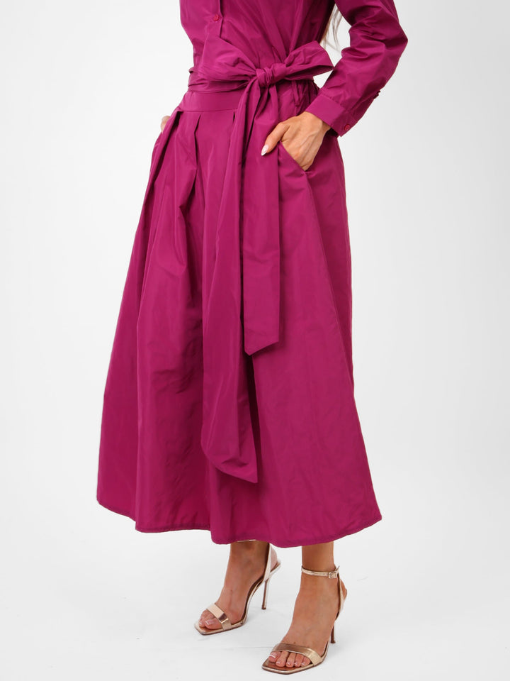 Kate & Pippa Blair Taffeta Skirt In Magenta-Nicola Ross