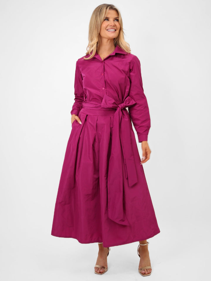 Kate & Pippa Blair Taffeta Skirt In Magenta-Nicola Ross