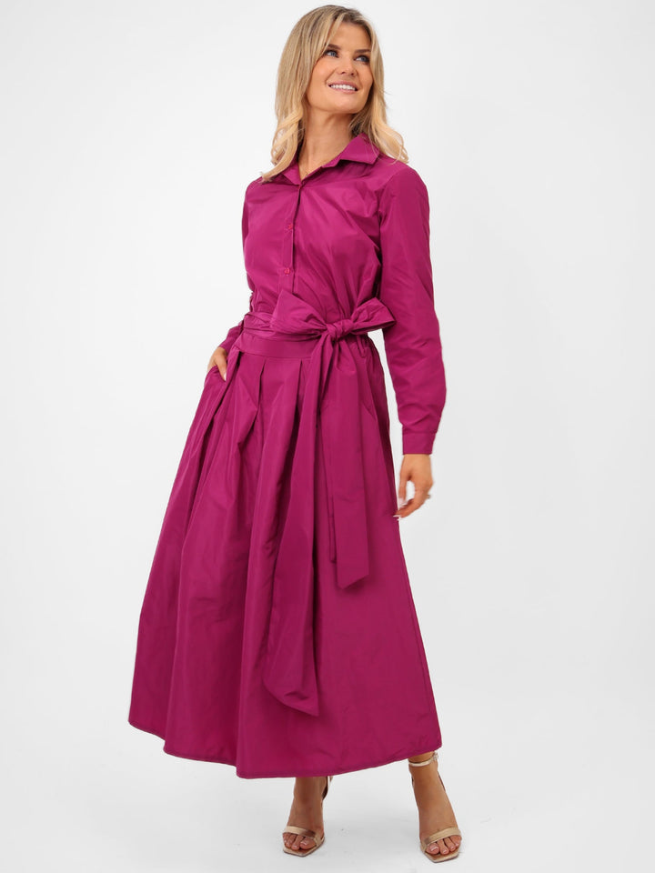 Kate & Pippa Blair Taffeta Skirt In Magenta-Nicola Ross