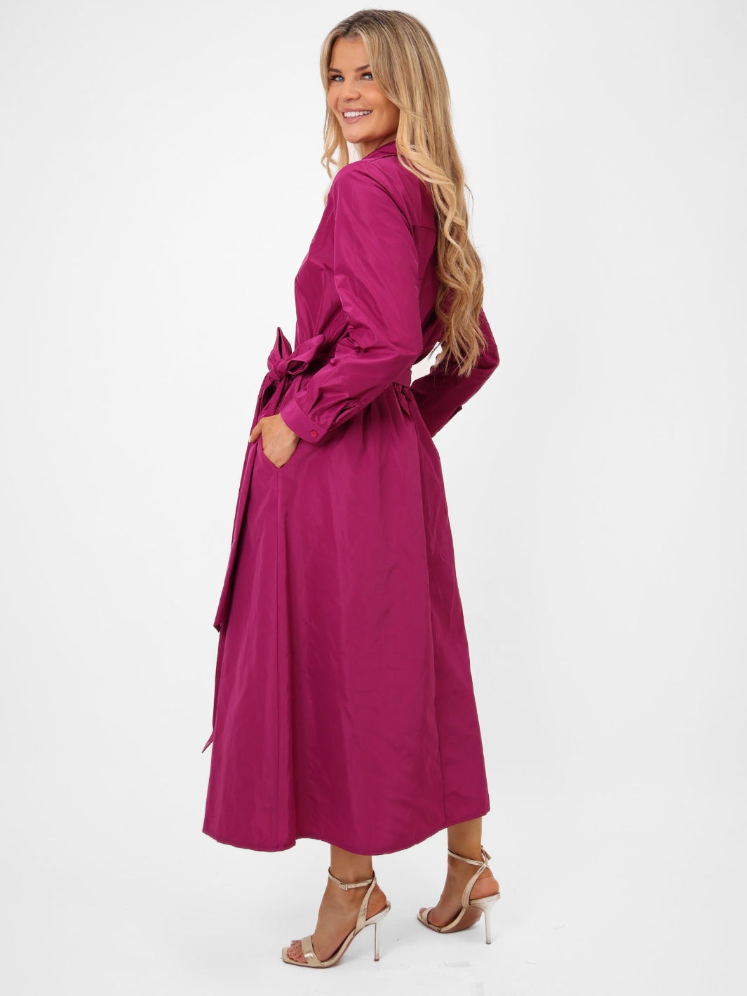 Kate & Pippa Blair Taffeta Skirt In Magenta-Nicola Ross