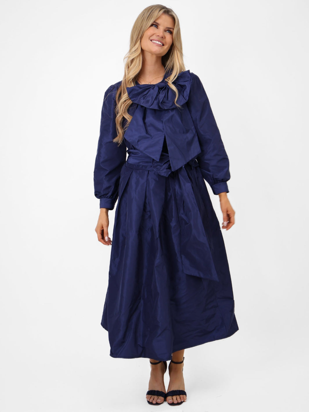 Kate & Pippa Blair Taffeta Skirt In Navy-Nicola Ross