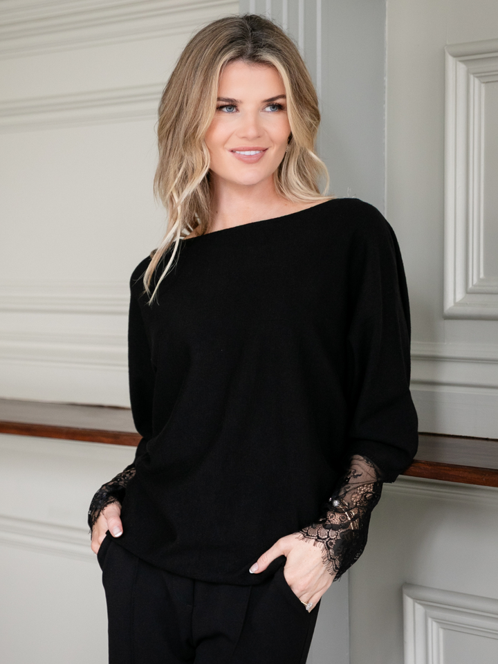 Kate & Pippa Blakely Lace Knit In Black-Nicola Ross