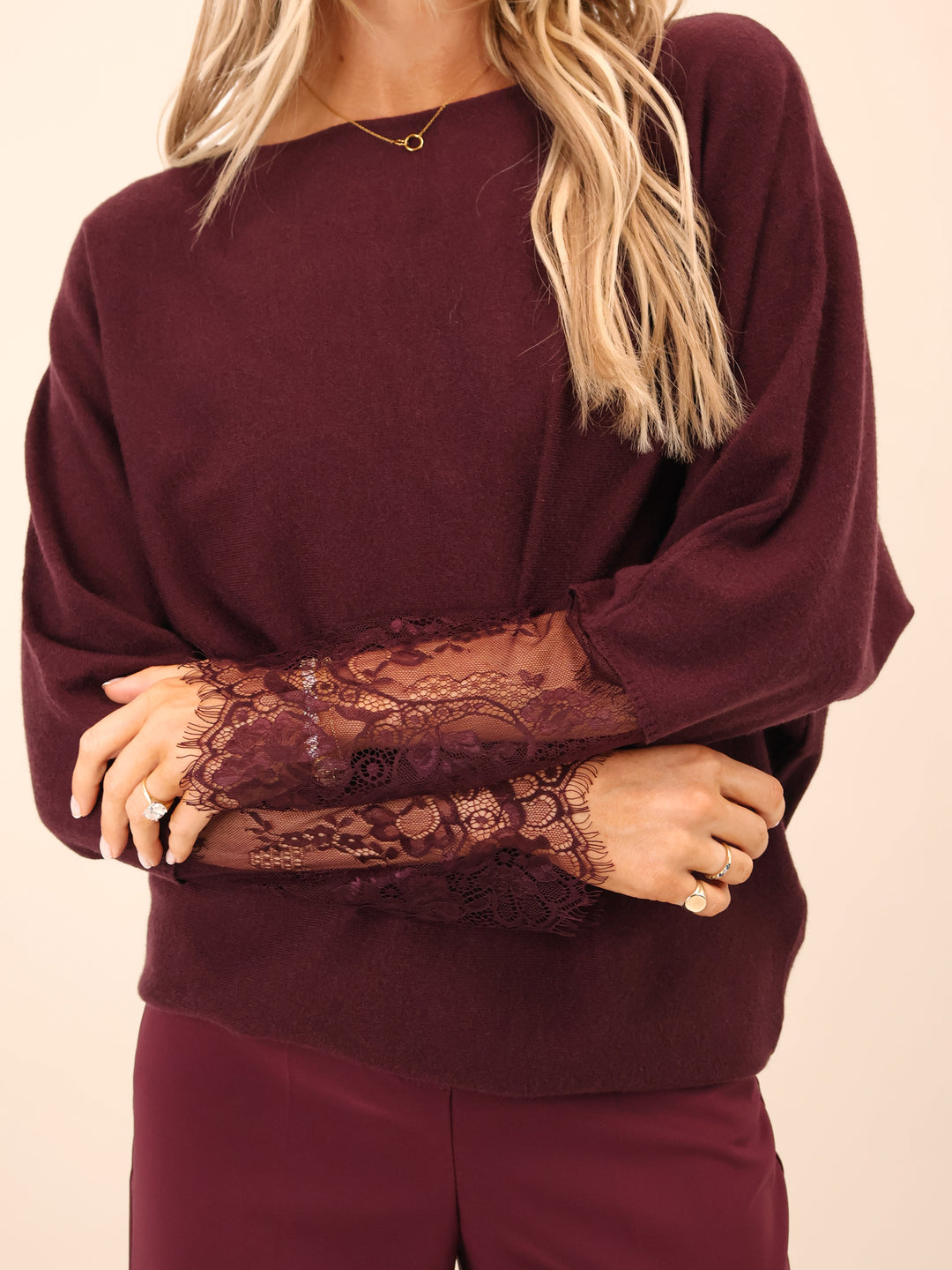 Kate & Pippa Blakely Lace Knit In Mulberry-Nicola Ross