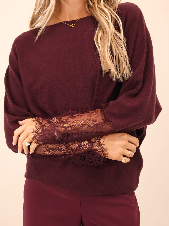 Kate & Pippa Blakely Lace Knit In Mulberry-Nicola Ross