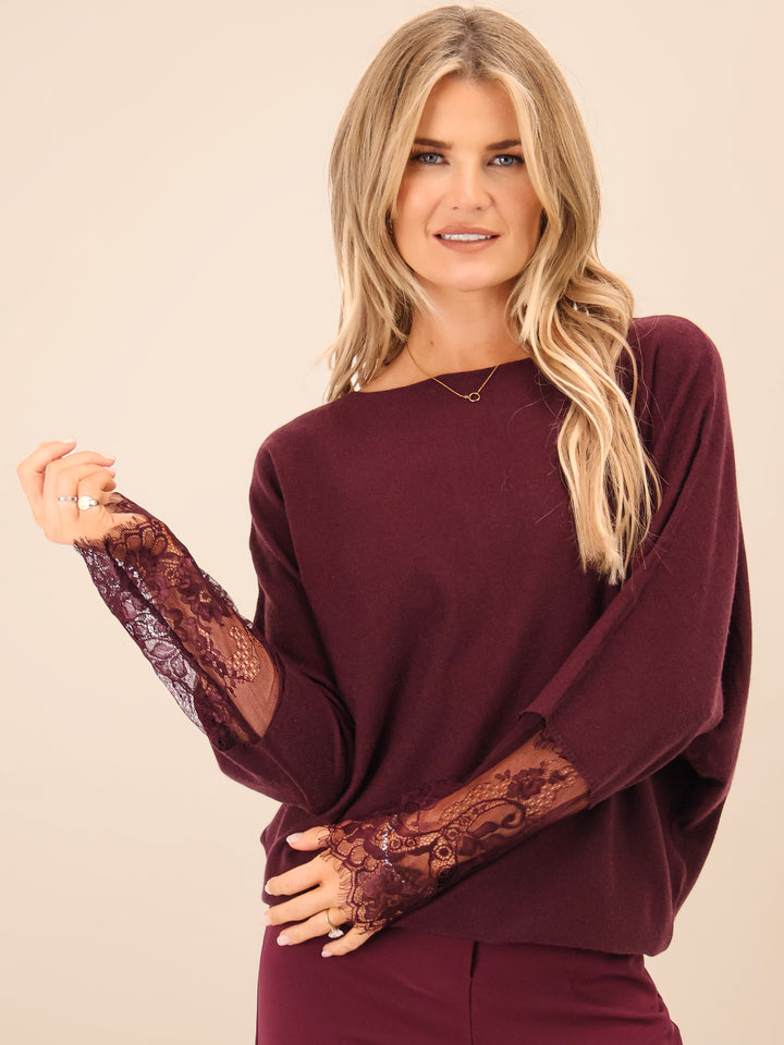 Kate & Pippa Blakely Lace Knit In Mulberry-Nicola Ross