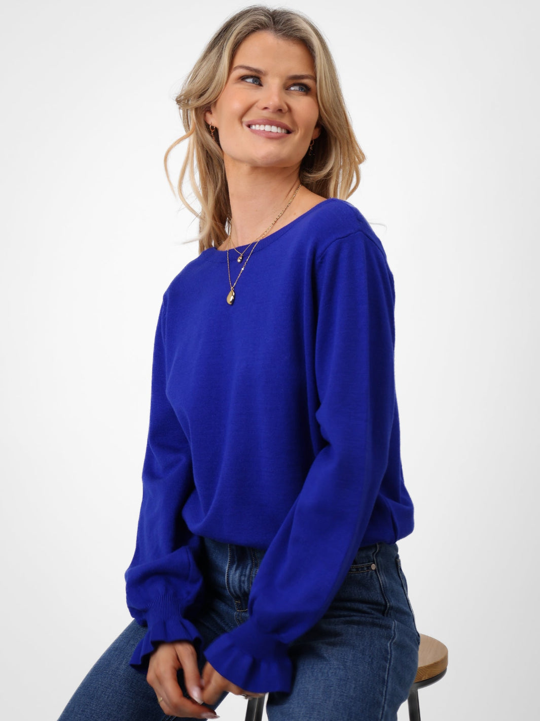 Kate & Pippa Bliss Bow Knit Jumper In Blue-Nicola Ross