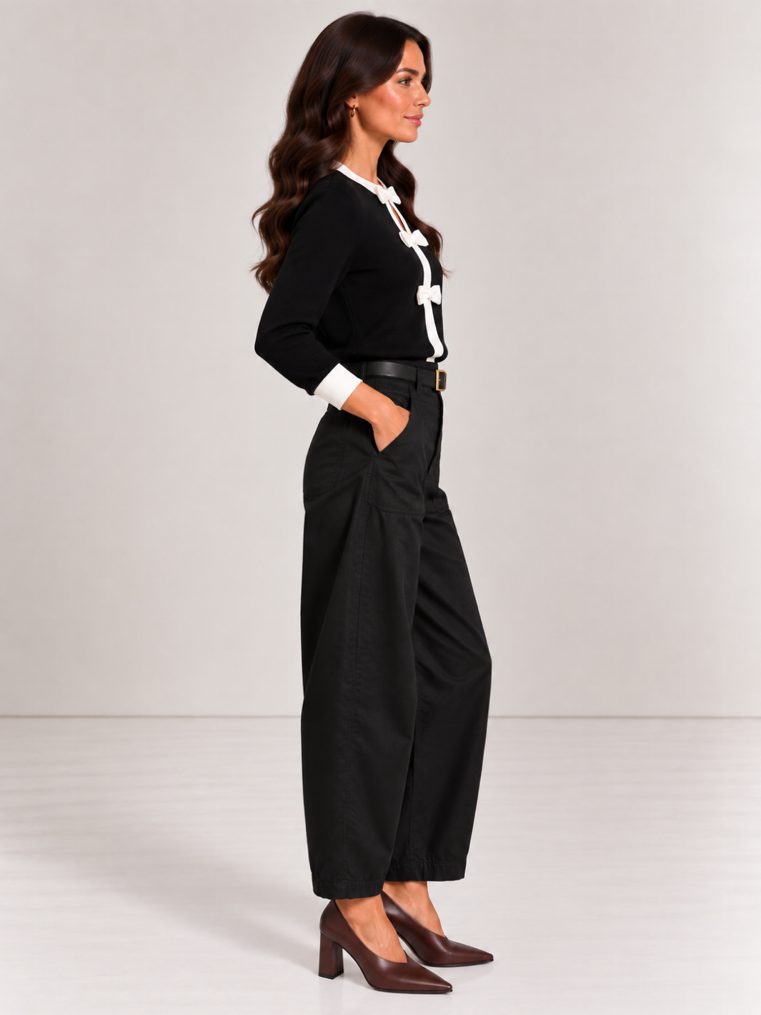 Kate & Pippa Bury Barrel Trousers In Black