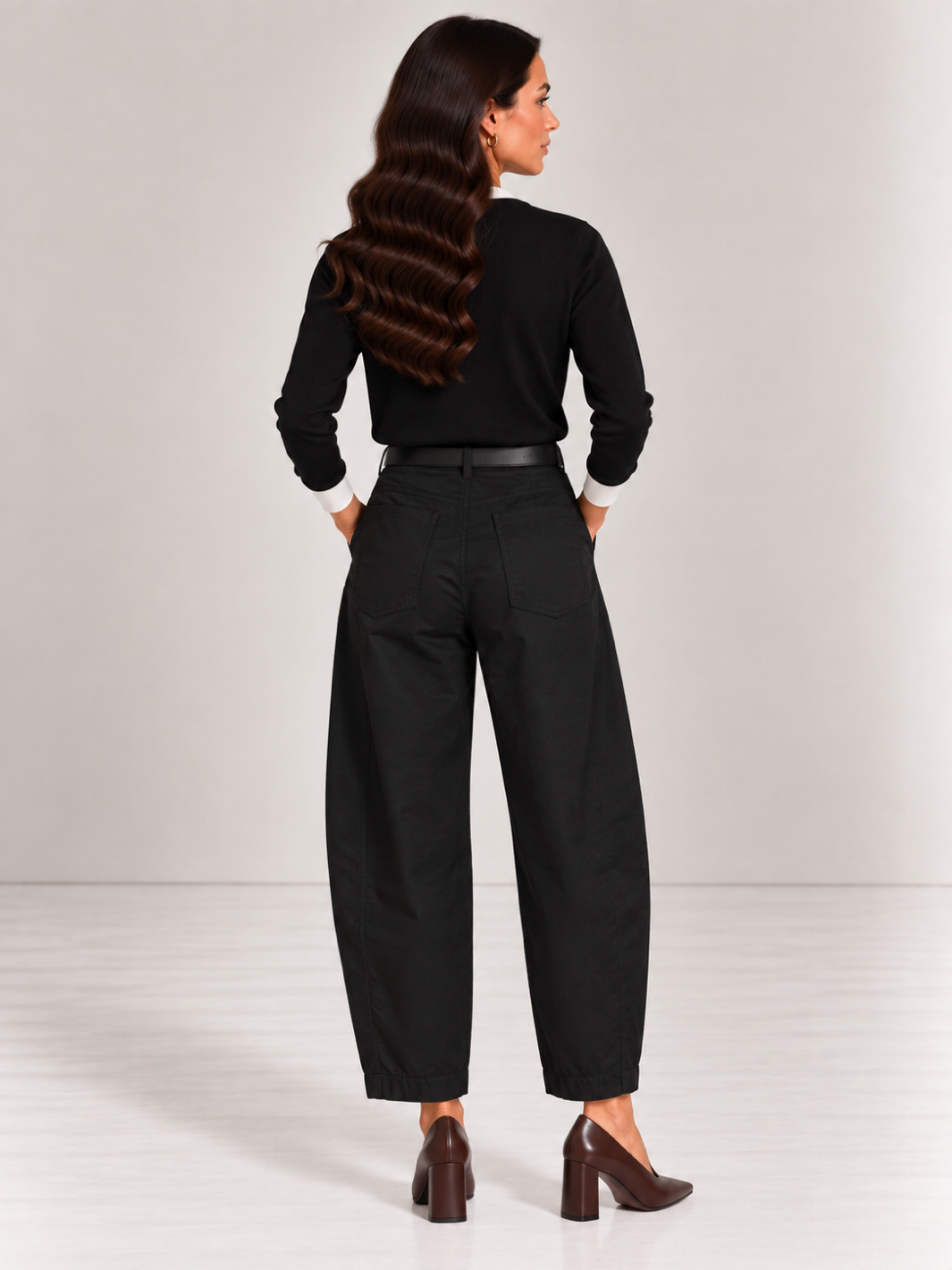 Kate & Pippa Bury Barrel Trousers In Black