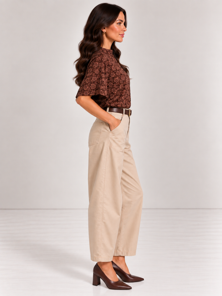 Kate & Pippa Bury Barrel Trousers In Cream