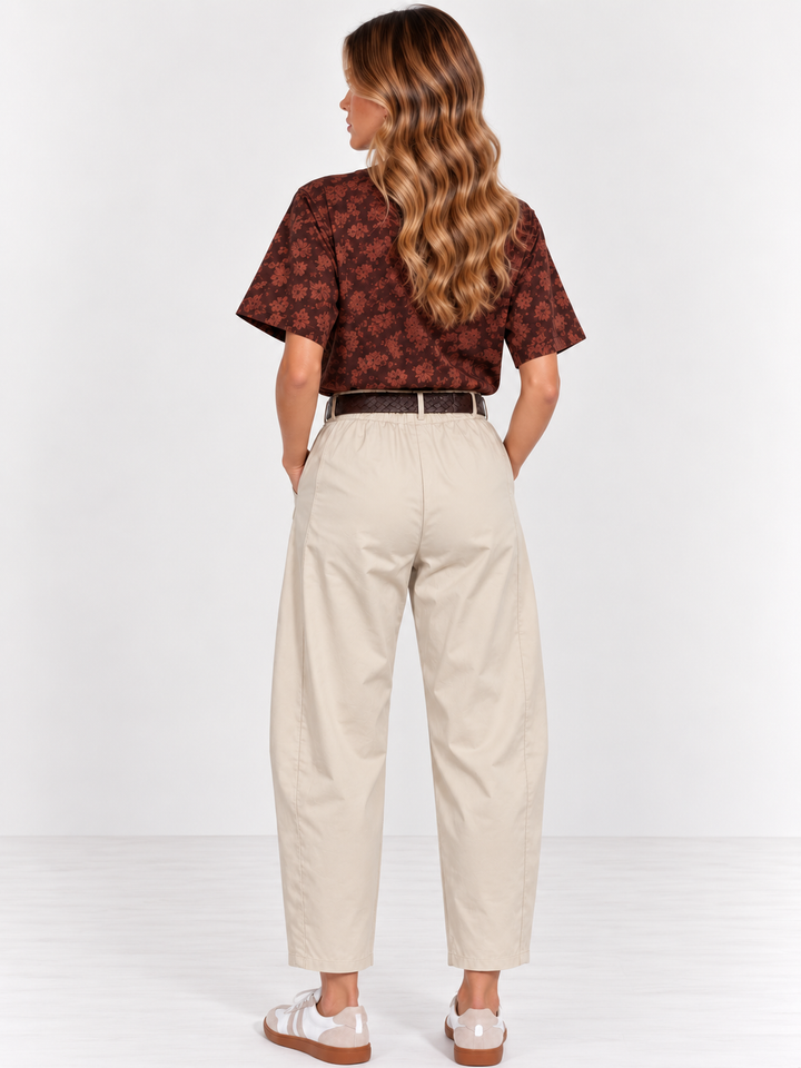Kate & Pippa Bury Barrel Trousers In Cream-Nicola Ross