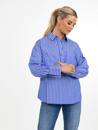 Kate & Pippa Cambridge Striped Shirt In Blue-Nicola Ross
