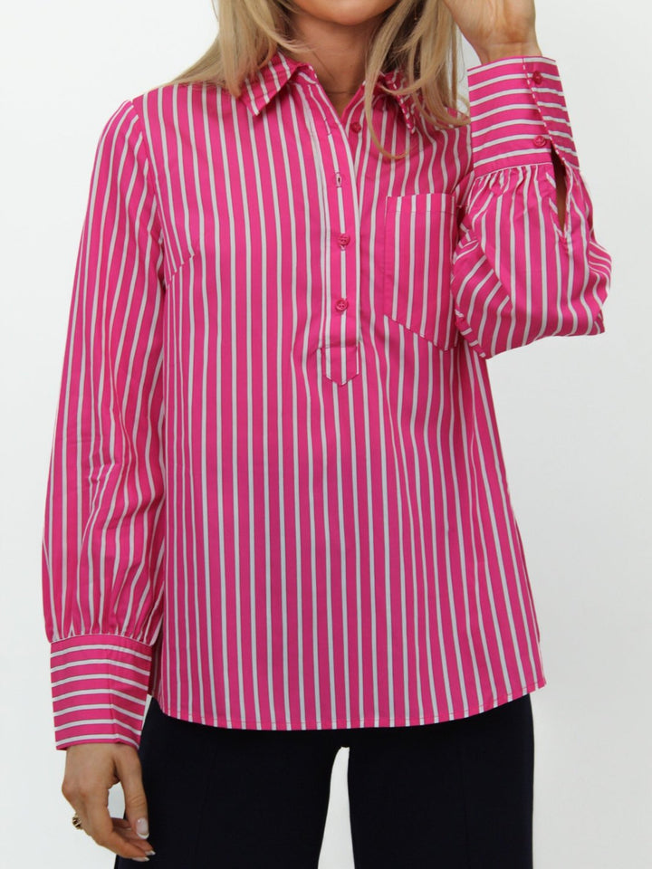 Kate & Pippa Cambridge Striped Shirt In Cerise Pink-Nicola Ross