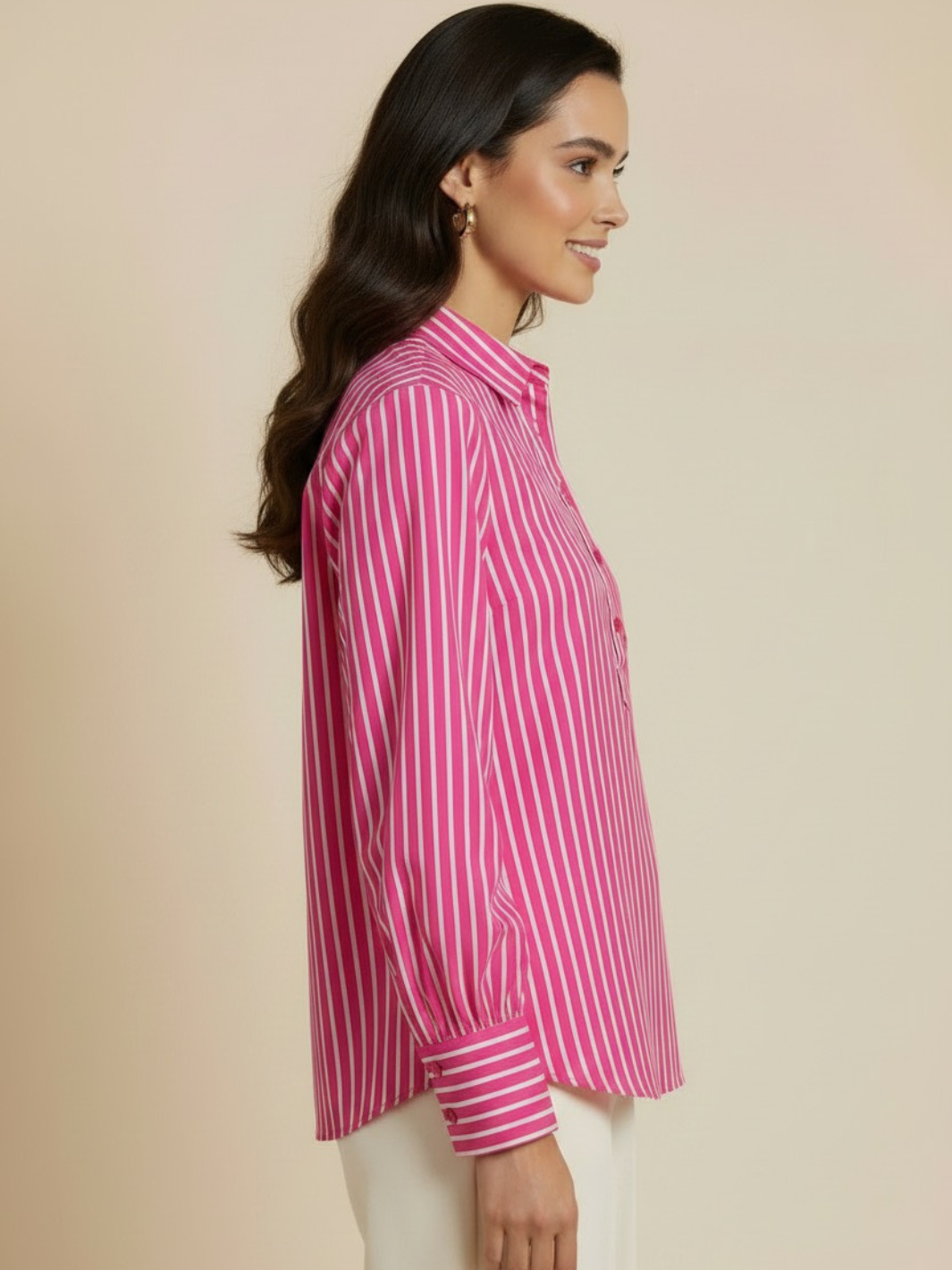 Kate & Pippa Cambridge Striped Shirt In Cerise Pink-Nicola Ross