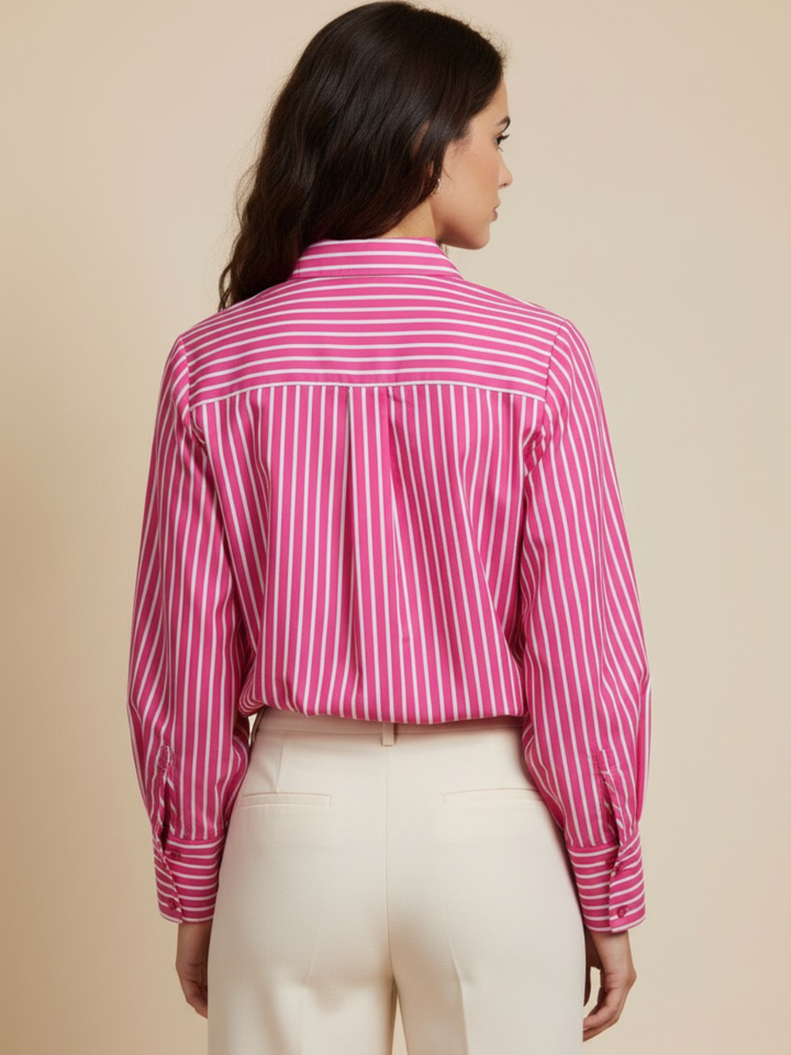 Kate & Pippa Cambridge Striped Shirt In Cerise Pink-Nicola Ross