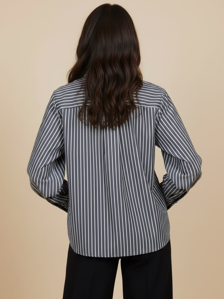 Kate & Pippa Cambridge Striped Shirt In Grey-Nicola Ross
