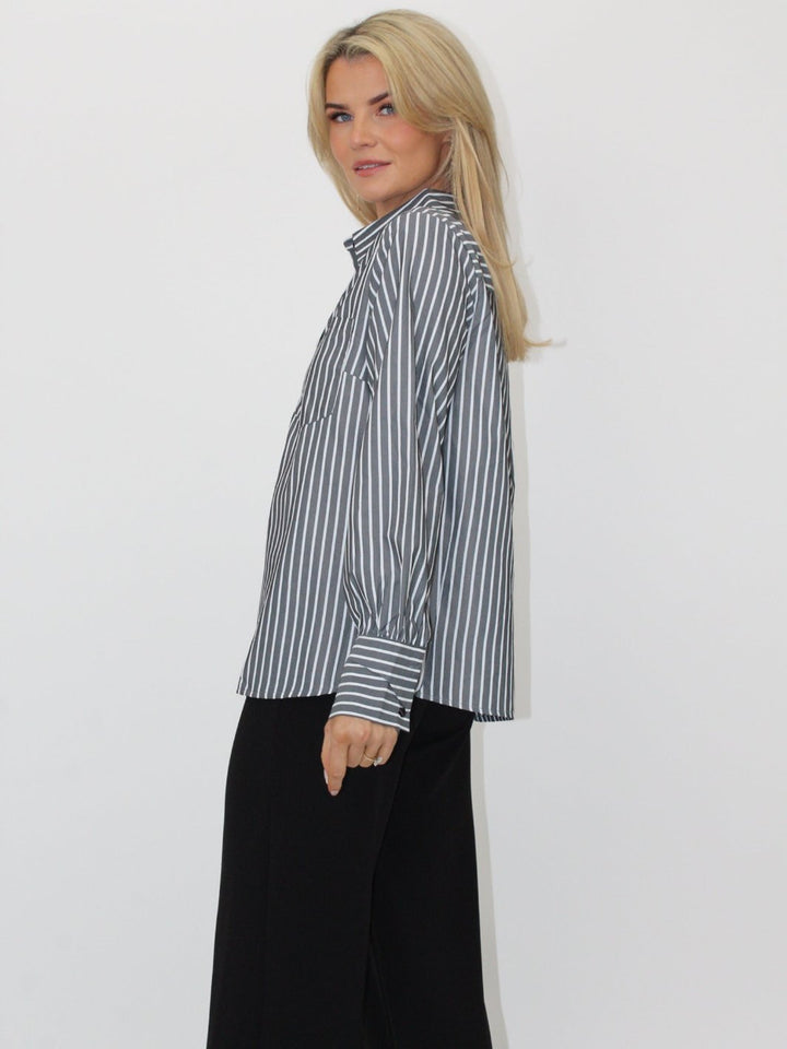 Kate & Pippa Cambridge Striped Shirt In Grey-Nicola Ross