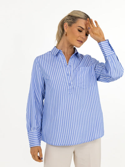 Kate & Pippa Cambridge Striped Shirt In Light Blue-Nicola Ross