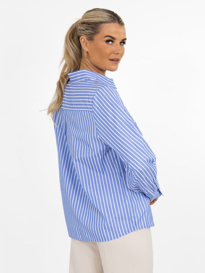Kate & Pippa Cambridge Striped Shirt In Light Blue-Nicola Ross