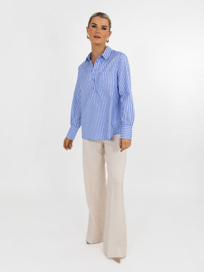 Kate & Pippa Cambridge Striped Shirt In Light Blue-Nicola Ross