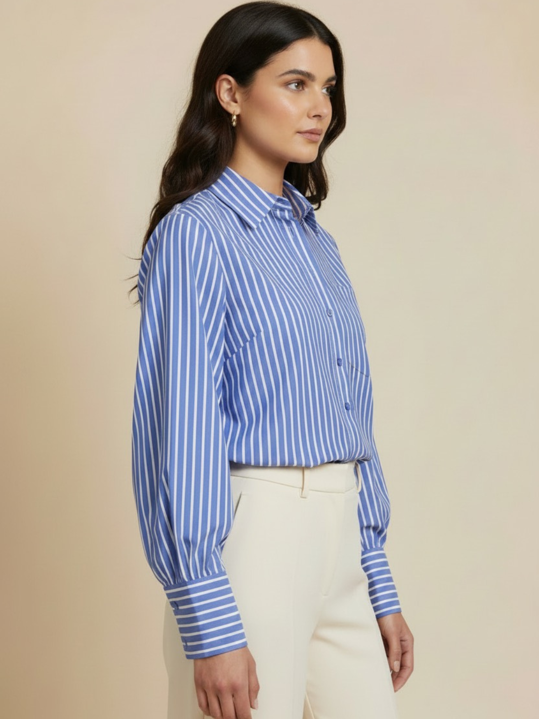 Kate & Pippa Cambridge Striped Shirt In Navy Blue-Nicola Ross