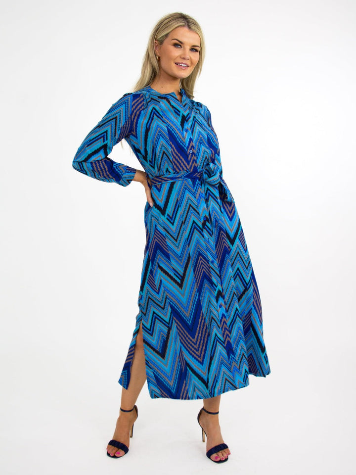 Kate & Pippa Capri Dress In Blue Mizzoni Print-Nicola Ross