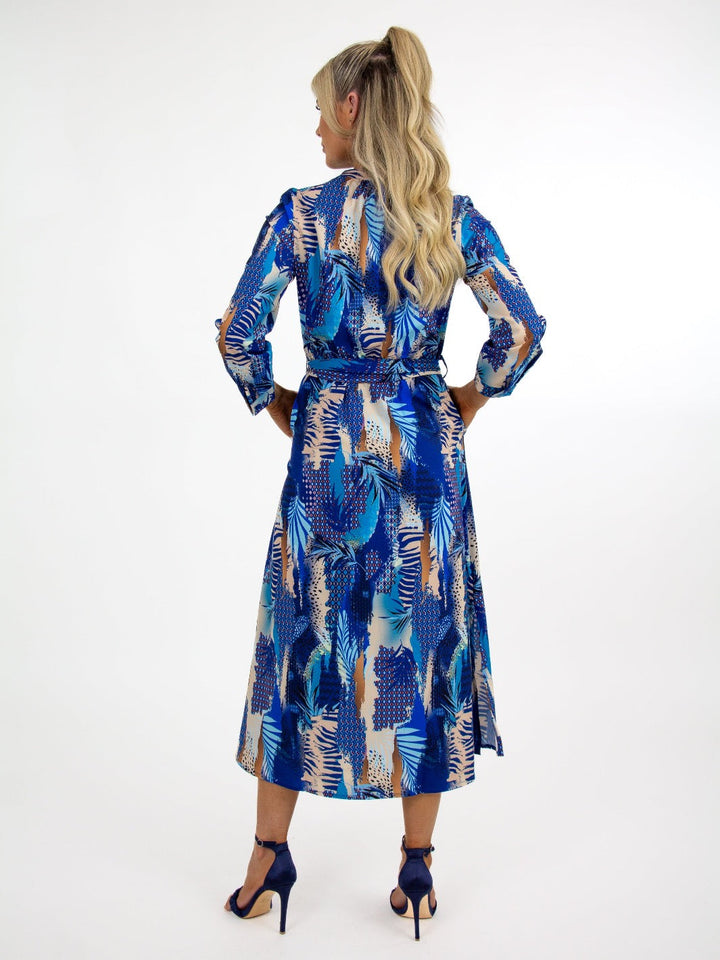 Kate & Pippa Capri Dress In Royal/Turquoise Print-Nicola Ross