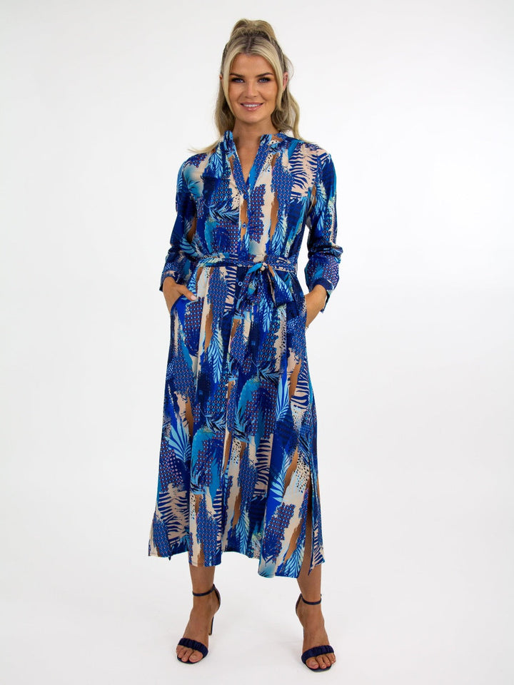 Kate & Pippa Capri Dress In Royal/Turquoise Print-Nicola Ross