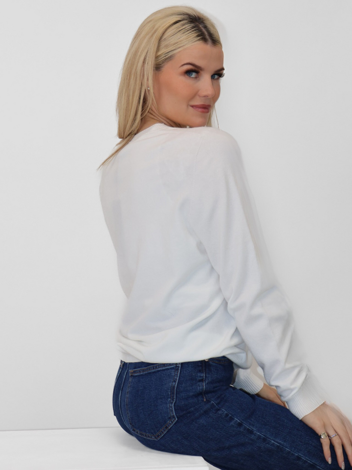 Kate & Pippa Carly Cardigan In White-Nicola Ross